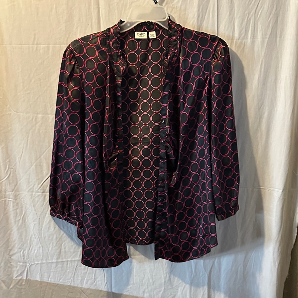 Cato Black and Pink Circle Blouse